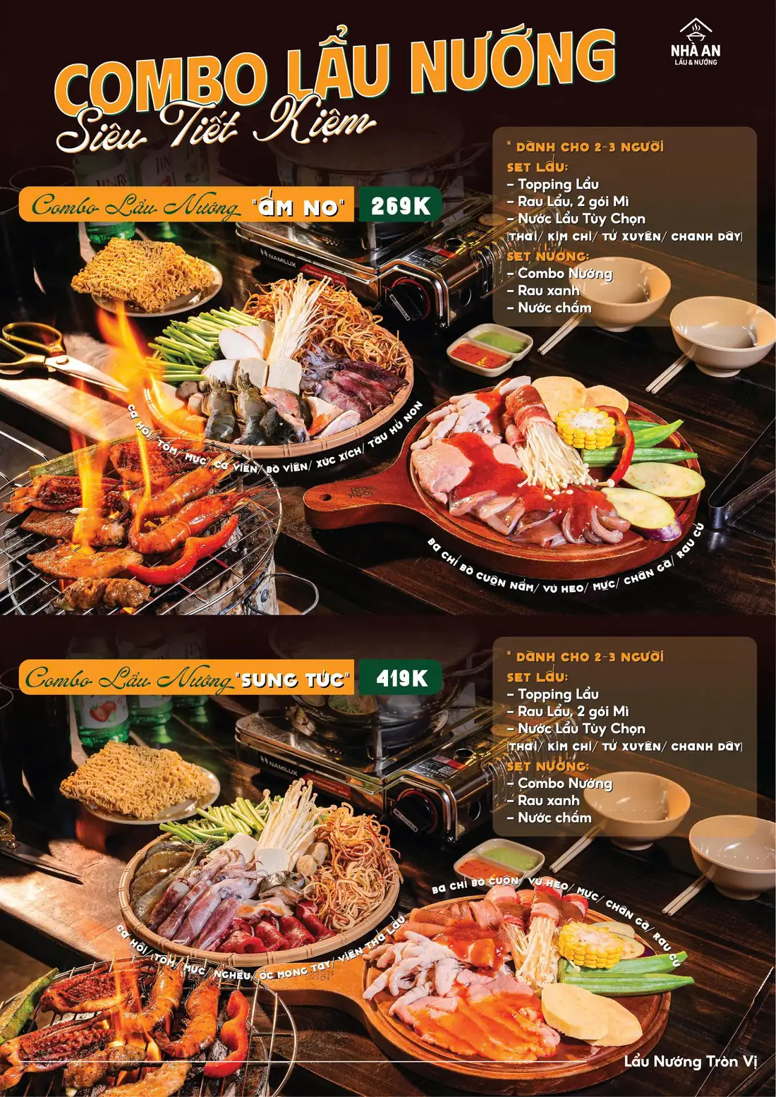 Combo lẩu nướng Ấm No và Sung Túc