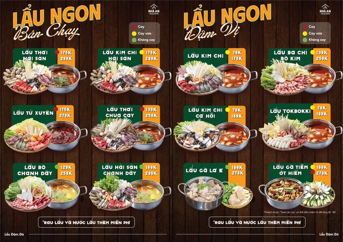 Thực đơn Tiệm Lẩu Nhà An trang 1: Lẩu ngon bán chạy và lẩu đậm vị